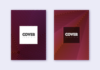 Hipster cover design template set. Violet abstract