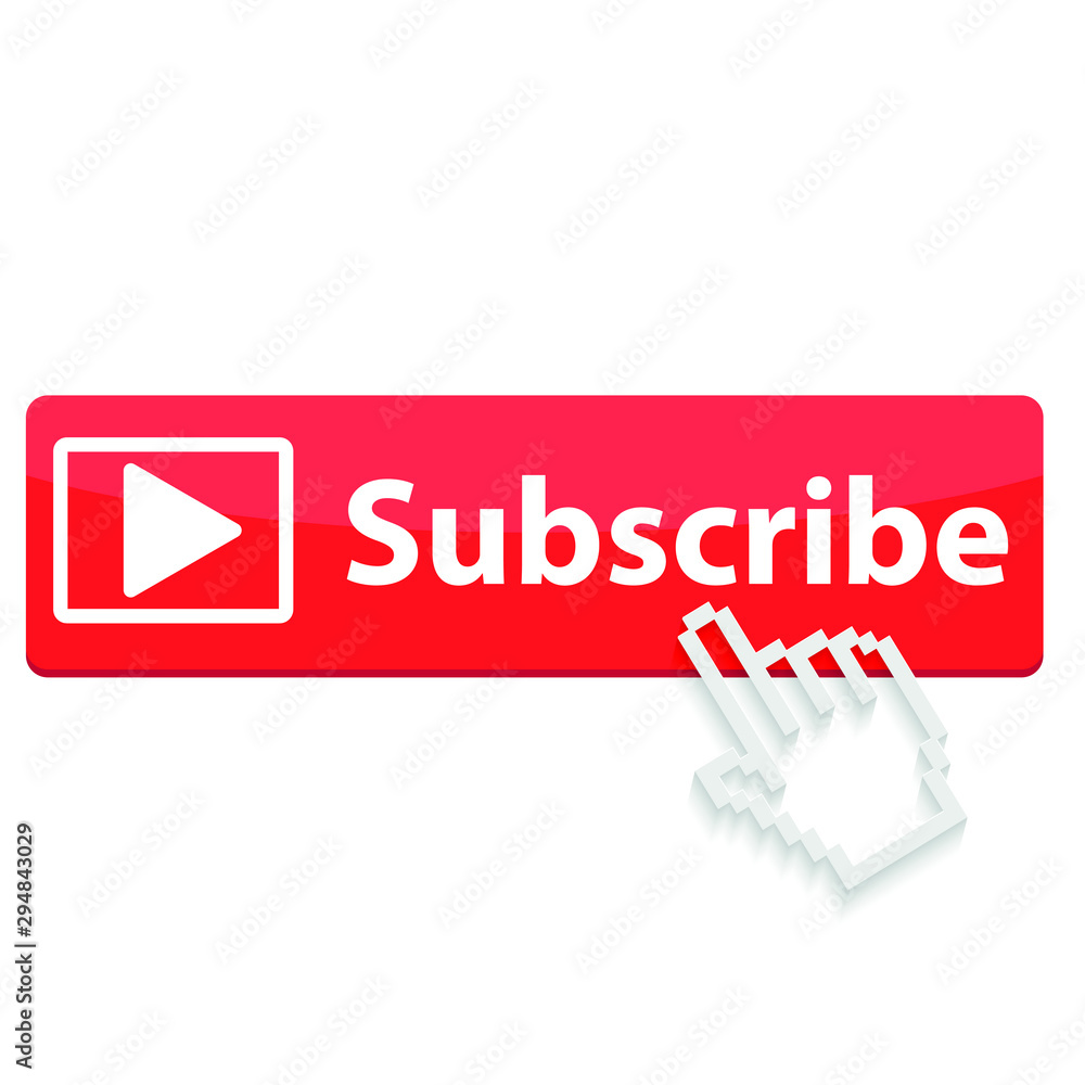 Poster subscribe red button. website element. website icon. channel subscribe icon