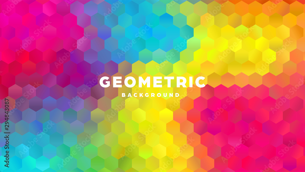 Wall mural hexagonal polygonal abstract background. colorful triangle gradient design. low poly hexagon shape b