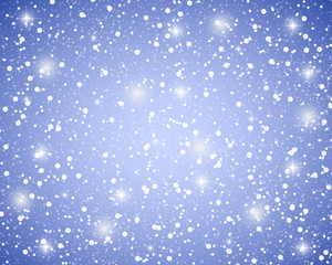 Christmas blue shiny background with snowflakes and stars