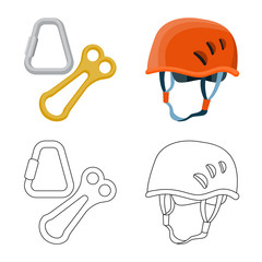 Fototapeta premium Isolated object of mountaineering and peak symbol. Collection of mountaineering and camp vector icon for stock.