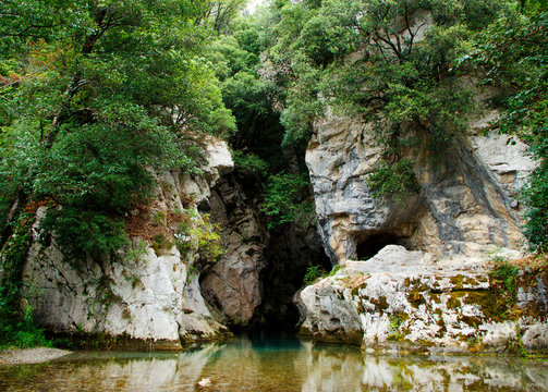 Resurgence of Sammaro River near Roscigno in Campania, italy