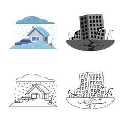 Naklejka premium Vector design of natural and disaster logo. Collection of natural and risk stock vector illustration.