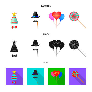 Isolated object of party and birthday icon. Collection of party and celebration vector icon for stock.