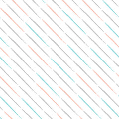Seamless striped pattern with light diagonal lines isolated on white background. Hand drawn illustration. Colorful texture.