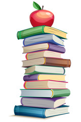 Bright stack of books with apple - vector illustration - 294846047