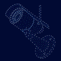 The contour of a CCTV camera with lots of luminous lights. Perspective bottom view. Vector illustration.