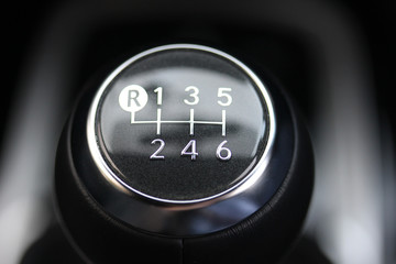 Naklejka premium Six-speed manual vehicle gear lever 