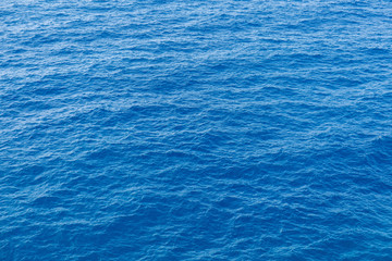 Blue sea surface with waves aerial view