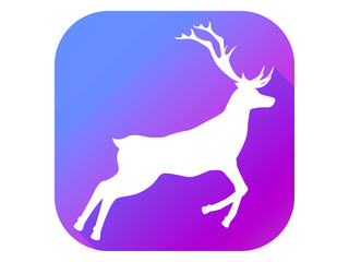 Deer flat icon with long shadow. Pictogram gradient color. Vector illustration