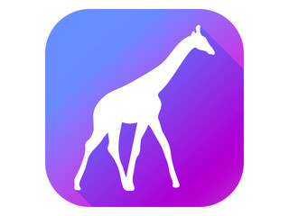 Giraffe flat icon with long shadow. Pictogram gradient color. Vector illustration
