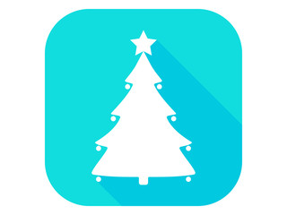 Naklejka na ściany i meble Christmas tree flat icon with long shadow. Contour of a Christmas tree with toys. Vector illustration