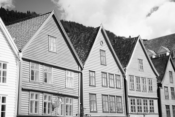 Bergen. Black and white vintage style.