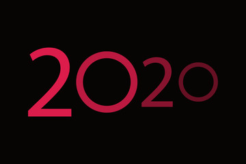 2020 vision, happy new year red logo design.