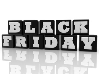 Toy cubes in black color with Black Friday concept