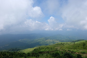 clouds over mountains