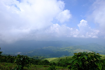 landscape with blue sky and clouds