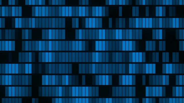 Horizontally flowing blue electronic data blocks background loop