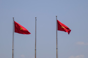Vietnam flag blowing in the wind