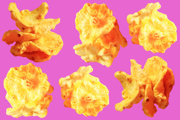 pineapple snacks isolated on pink background