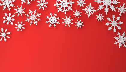 Modern Christmas background with snowflakes on red