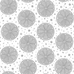 Cercles muraux Citrons Modèle sans couture avec des citrons dessinés à la main détaillés.