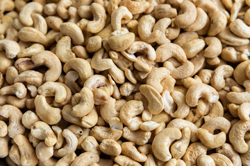 Cashew nut background. Abstract texture. Healthy food, rich in healthy fats