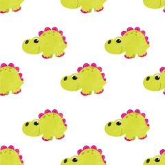 Cute children pattern with little dinosaurs 