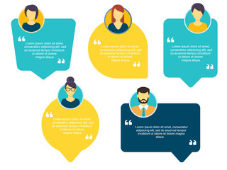 Testimonial Speech bubble concept, customer feedback for info graphic, application and website. Creative testimonials template with different shapes. Vector illustration.