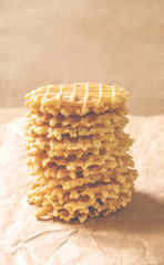 Stack of homemade crispy waffles