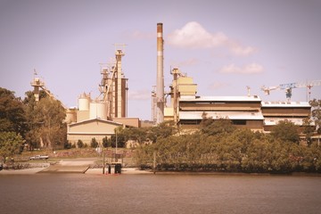 Cement factory in Australia. Retro filtered colors style.