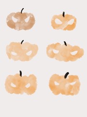 set of pumpkins isolated on white background