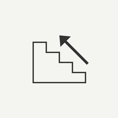 Stairs, stairwell, up icon. Vector illustration, flat design.