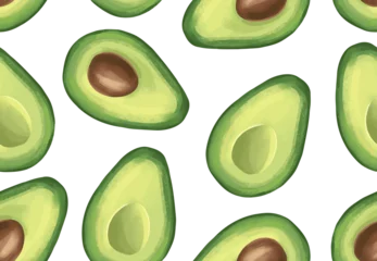 Vector seamless pattern with avocado. Tropical background with exotic fruit.