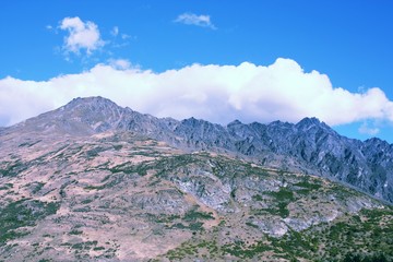 Obraz premium New Zealand Remarkables mountains. Retro filtered colors style.