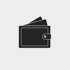 Billfold, purse, wallet icon. Vector illustration, flat design.