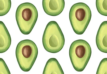 Wallpaper murals Avocado Vector seamless pattern with avocado. Tropical background with exotic fruit.