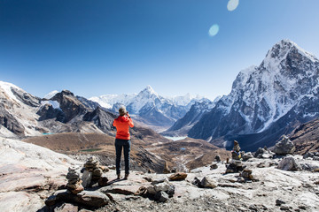 Hiking in the Himalayas, on top of Cho la Pass 