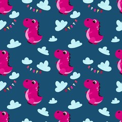 seamless pattern with pink dinosaurs 