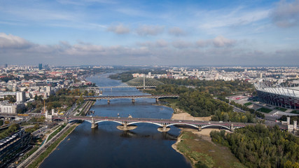 Warsaw landscape, bridges - panorama of the city
