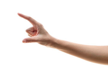 A hand holding isolated on white background.
