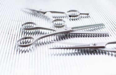 Silver scissors for haircut