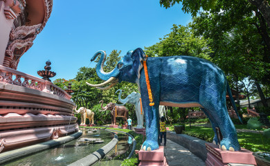 Elephant statues at Erawan Temple in Bangkok