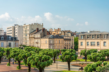 Fototapeta na wymiar LIMOGES, FRANCE - May 8, 2018 : Street view of downtown in Limoges, France