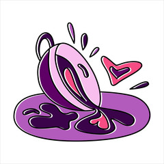 Fortune telling, divination isolated elements of coffee cup for mystic sphere of activity, shop. Witch store. Idea for esoteric, occult, website. Furtive telling, witchcraft icons vector illustrations