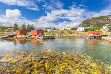 Naklejka premium Fishing boat and shed, Salvage, Newfoundland&Labrador, Canada