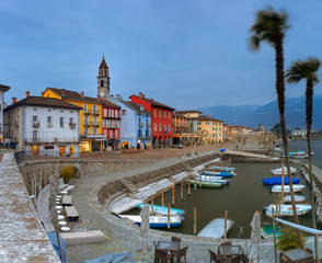 Obraz premium Ascona, at night, canton, TI, Ticino, South Switzerland