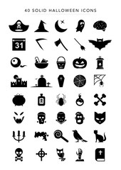 Obraz premium 40 Solid Halloween Icons set