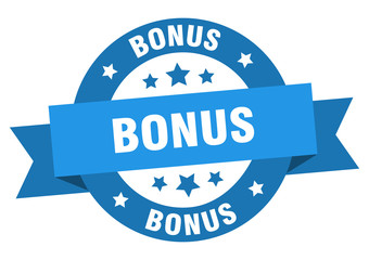 Fototapeta premium bonus ribbon. bonus round blue sign. bonus