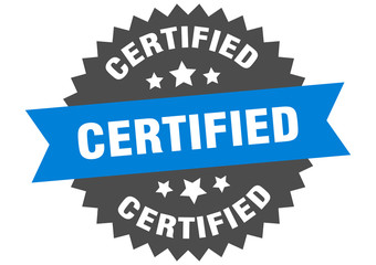certified sign. certified blue-black circular band label